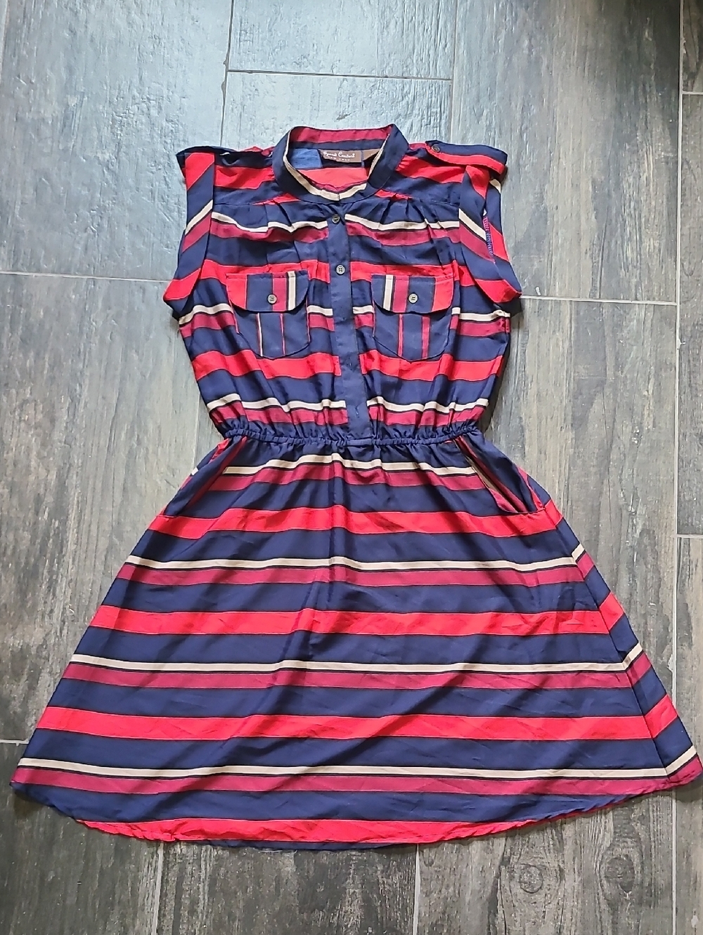 Speed Control Navy, Red & Cream Striped Button Shirt